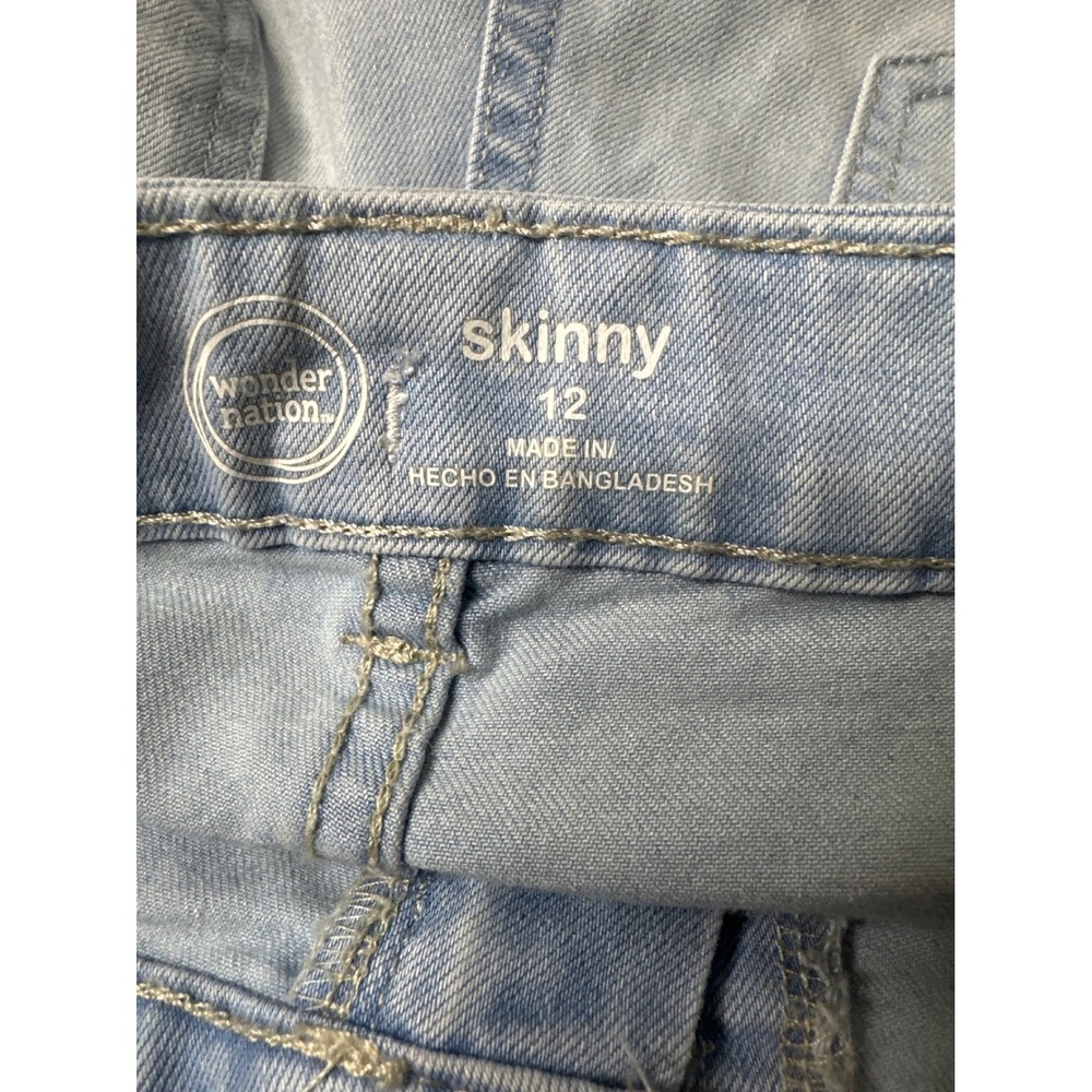 Girls Skinny Jeans Bundle Wonder Nation Size 12 Light Wash Lace Detail 2 Pairs - Picture 5 of 12